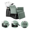 Ver imagem 1 de Lavatório de Cabelo Salão de Beleza Cabelereiro Barbeiro Profissional com Apoio para Pés Verde