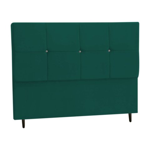 Cabeceira Estofada Box Casal Queen Size Encosto para Cama Civic 164x126 Cm Azul Tiffany