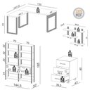 Ver imagem 6 de Mesa de Escritório em L Gaveteiro Estante Nicho Moderno 5 Gavetas 100% MDF Freijó com Preto Fosco