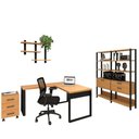Ver imagem 3 de Mesa de Escritório em L Gaveteiro Estante Nicho Moderno 5 Gavetas 100% MDF Freijó com Preto Fosco