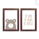 Ver imagem 1 de 2 Quadros Decorativos Urso Escandinavo Boho Frase Be Brave:tabaco
