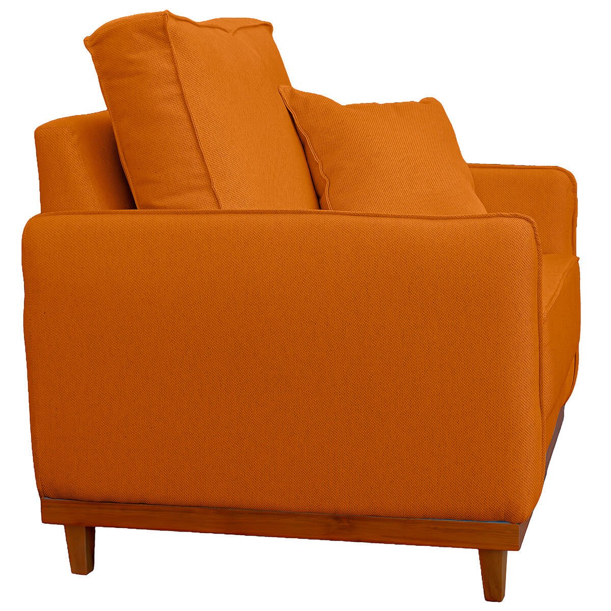 Poltrona Sofa Sena Base de Madeira Luxo Conforto para Hotel e Sala Linho Terra Cota - 5