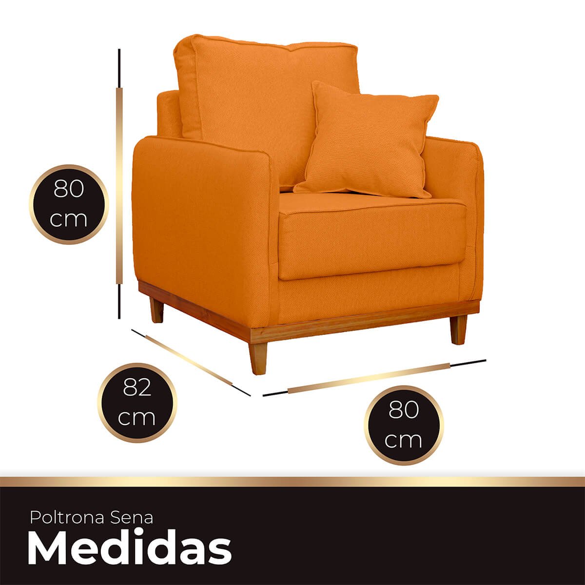 Poltrona Sofa Sena Base de Madeira Luxo Conforto para Hotel e Sala Linho Terra Cota - 7