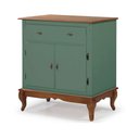 Ver imagem 1 de Balcão Buffet Aparador Florença 80cm 2 Portas 1 Gaveta Pés Luiz Xv - Laca Verde Kalle/ Imbuia
