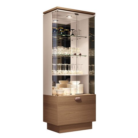 Cristaleira de Vidro com Espelho River Castanho/off White H01 - D'rossi