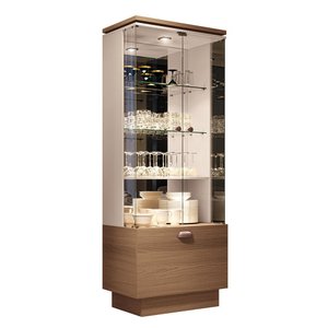 Cristaleira de Vidro com Espelho River Castanho/off White H01 - D'rossi