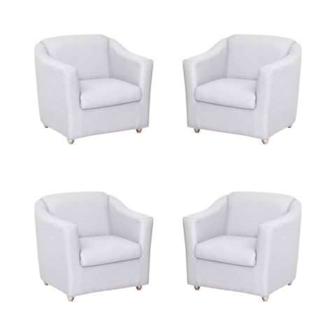 Kit 4 Poltronas Decorativa Reforçada Recepção Clinica Salão Courino Branco