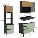 Ver imagem 5 de Cozinha Modulada Esmeralda 180cm Nicho 2 Fornos 4 Peças Cor:lunar com Verde Mar e Freijó