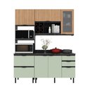 Ver imagem 4 de Cozinha Modulada Esmeralda 180cm Nicho 2 Fornos 4 Peças Cor:lunar com Verde Mar e Freijó