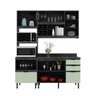Cozinha Modulada Esmeralda 180cm Nicho 2 Fornos 4 Peças Cor:lunar com Verde Mar e Freijó - 7