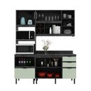Ver imagem 7 de Cozinha Modulada Esmeralda 180cm Nicho 2 Fornos 4 Peças Cor:lunar com Verde Mar e Freijó