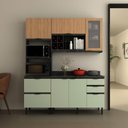 Ver imagem 1 de Cozinha Modulada Esmeralda 180cm Nicho 2 Fornos 4 Peças Cor:lunar com Verde Mar e Freijó