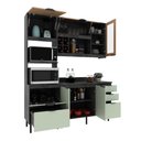 Ver imagem 6 de Cozinha Modulada Esmeralda 180cm Nicho 2 Fornos 4 Peças Cor:lunar com Verde Mar e Freijó