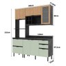 Cozinha Modulada Esmeralda 180cm Nicho 2 Fornos 4 Peças Cor:lunar com Verde Mar e Freijó - 3