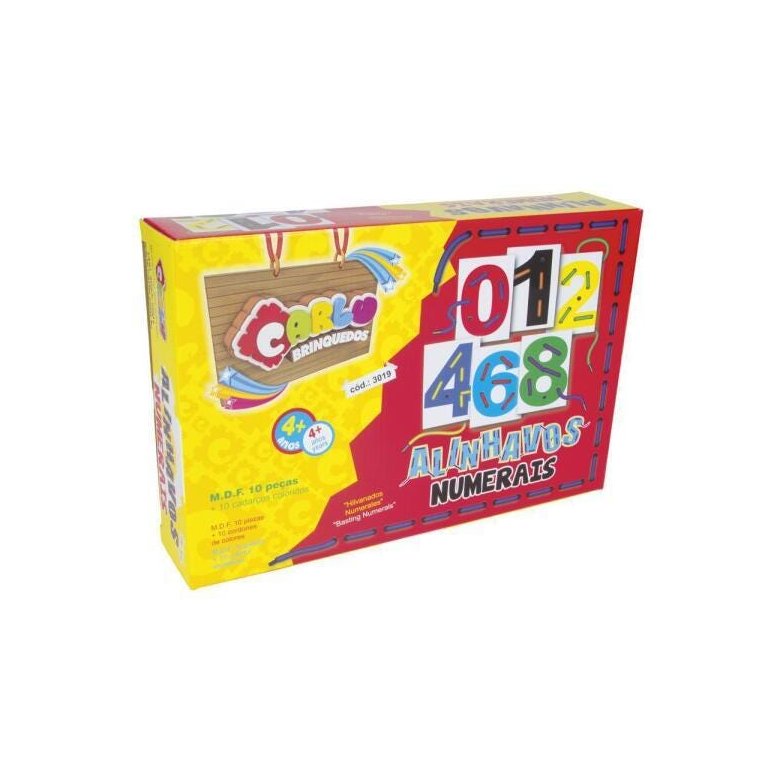 Jogo Educativo Alinhavos Numerais 10 Peças Em Mdf, Idade 4 +
