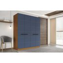 Ver imagem 1 de Guarda Roupa Casal 4 Portas e 4 Gavetas Lisboa Freijo/azul - Politorno