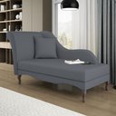 Ver imagem 1 de Divã Recamier Chaise Longue Valentina Clássico com Pés de Madeira Suede Cinza - Desk Design