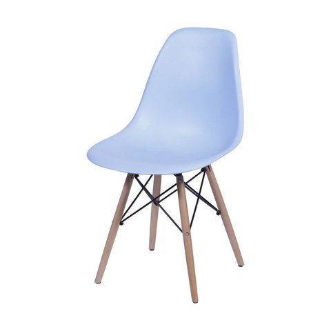 Cadeira Charles Eames Eiffel Dkr Base Madeira:azul Claro