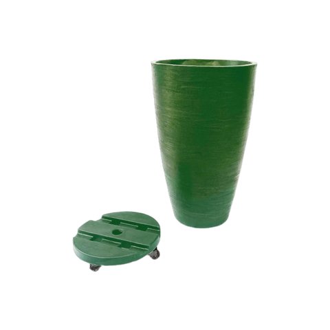 Kit Vaso Planta + Suporte Rodízio 65x40 Oval Moderno Polietileno