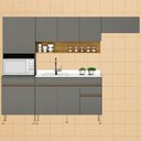 Ver imagem 2 de Cozinha Modulada 4 Pecas Balcao Pia Line Gris Cp Freijo Ktp