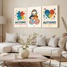 Kit 3 Quadro Decorativo Autismo Laço Símbolo Quarto Casa 28x20 - 3
