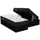 Ver imagem 1 de Cama Box Baú Solteiro: Colchão Espuma Ortobom D45 Light Saúde Ortopillow + Base Crc Suede Black(