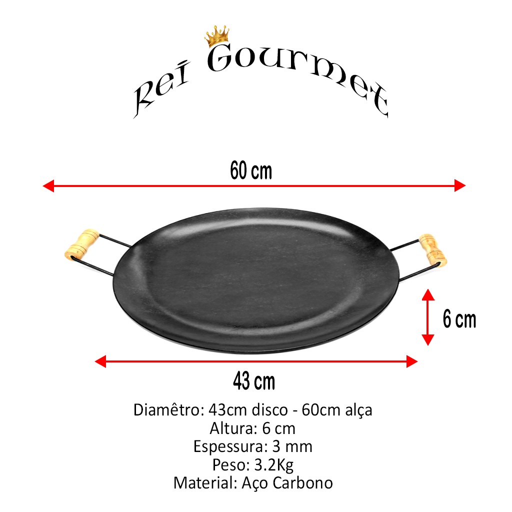 Tacho Disco de Arado 43cm com alça para porções em geral:43cm - 2