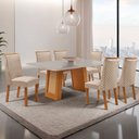 Ver imagem 1 de Mesa de Jantar Carolina 180cm Tampo MDF Vidro com 6 Cadeiras Yasmin