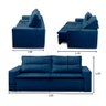 Sofá Retrátil e Reclinável 3 Lugares com Molas 2,00m Elisa Suede Azul Rover & Beato - 3