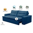 Ver imagem 2 de Sofá Retrátil e Reclinável 3 Lugares com Molas 2,00m Elisa Suede Azul Rover & Beato