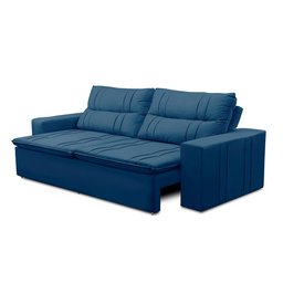 Sofá Retrátil e Reclinável 3 Lugares com Molas 2,00m Elisa Suede Azul Rover & Beato - 6