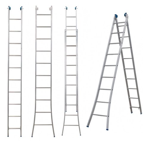 Escada Alumínio 3 em 1 Extensiva 2 X 10 - 20 Degraus Alumasa