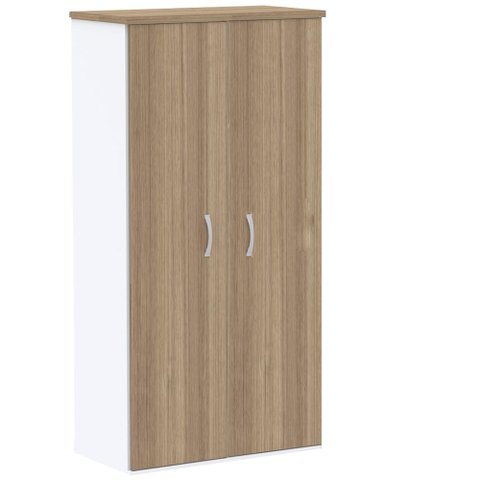 Armário Alto PE25 Pandin 80 cm (largura) em MDP Cor Noce Naturalle e Branco com Duas portas