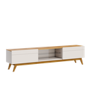 Ver imagem 1 de Conjunto Rack Sala de Estar Classic com Painel Suspenso Ripado Offwhite/Nature