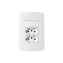 Ver imagem 1 de Interruptor Simples 10a e Tomada Dupla 2p+t 10a Margirius B3 com Placa 4x2 Branco
