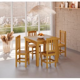 Conjunto Sala de Jantar 88x88 com 4 Cadeiras Diamante - Nemargi:mel - 2