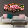 Quadro Decorativo Jardim Rosas Rosa Claro 129x61 5pc Sala - 2