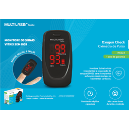 Oximetro de Dedo Medidor de Pulso ANVISA OXYGEN CHECK 6 Uni Multilaser - 3