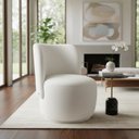 Ver imagem 1 de Poltrona Orgânica Bia Bouclé Decorativa Design Redondo Sala de Estar Escritorio Recepção Minimalista