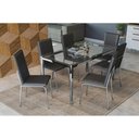 Ver imagem 1 de Conjunto: Mesa de Cozinha Reno c/ Tampo Vidro 150cm + 6 Cadeiras Amsterdã Cromada/Preto -