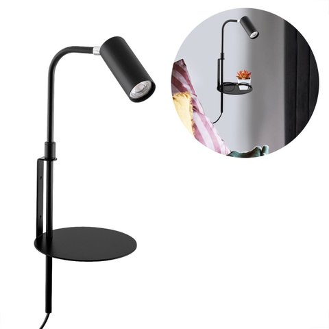 Arandela Articulada Prateleira Preto Interruptor Lup88