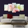 Quadro Decorativo Rosas Salmão E Branca 129x61 5pc Sala - 3