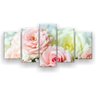 Quadro Decorativo Rosas Salmão E Branca 129x61 5pc Sala - 2