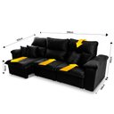 Ver imagem 3 de Sofá Retrátil/Reclinável Trento 2,30m Suede Velut Preto c/ Molas no Assento - King House