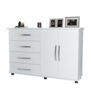 Ver imagem 1 de Cômoda 4 Gavetas e Porta Pés Rodízios Bali – Branco – Móveis Primus