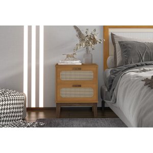 Mesinha de Cabeceira Retro Alto Padrão Estilo Europeu Santorini 45cm Cor Naturale