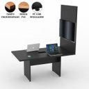 Ver imagem 2 de Mesa Reunião Painel Tv Podcast Preto Caixa Tomada 160 X 90 Atacadao Moveis Escritorio