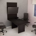 Ver imagem 1 de Mesa Reunião Painel Tv Podcast Preto Caixa Tomada 160 X 90 Atacadao Moveis Escritorio