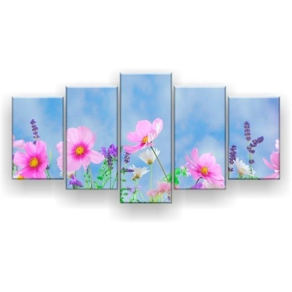 Quadro Decorativo Jardim De Margaridas 129x61 5pc Sala - 2