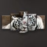 Quadro Decorativo Dois Tigres Brancos 129x61 5pc Sala - 3